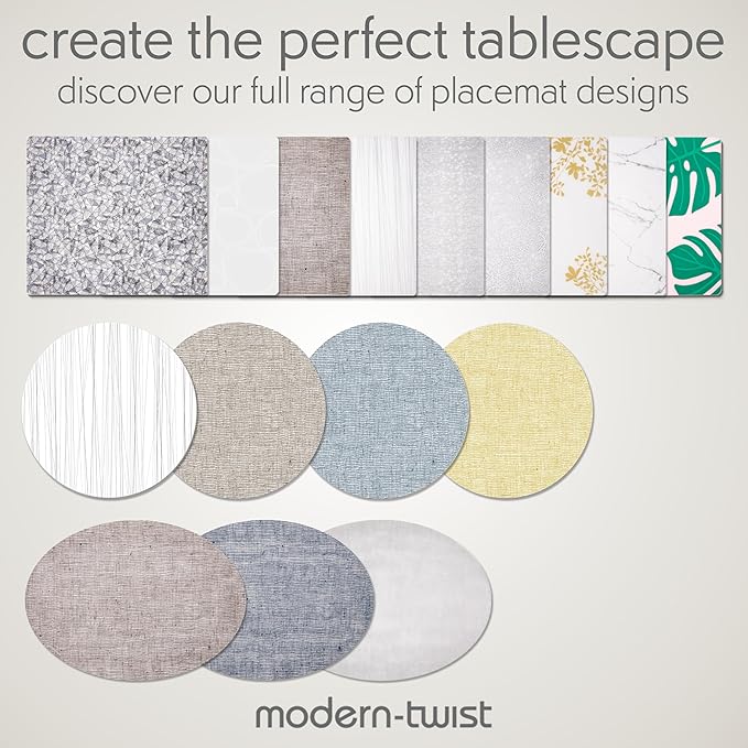 modern-twist 14 x 16 Silicone Placemat, BPA, PVC-Free Table Mat, Dishwasher Safe, Linen Print in Pine, Pack of 1