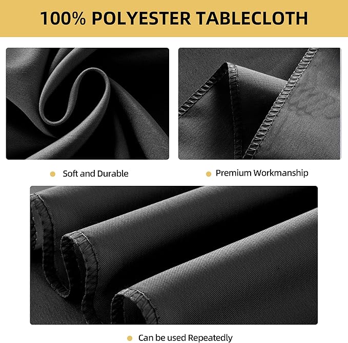 6-Pack 60x144 inch Grey Table Cloths, Solid Stain and Wrinkle Resistant Oblong Tablecloth, Premium Plain Weave Polyester Fabric Rectangle Table Linen Covers for Hotel, Banquet