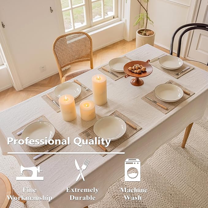 Home Brilliant Linen Place Mats Set of 8 Heat Resistant Dining Table Place Mats Cloth Placemats Kitchen Table Mats Placemat, Burlap