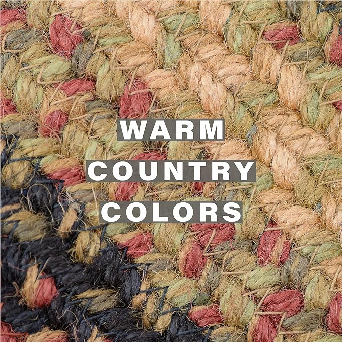 Homespice Highland Jute Braided Table Runner, Rustic Cabin Decor, Set of 2, Multicolor Oval 8x28 - Rich Colors, Easy to Clean, Durable and Protects Furniture
