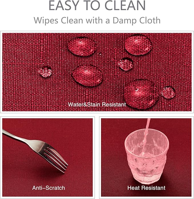 Rectangle Tablecloth Waterproof 60x144 inch Linen Textured Table Cloth Stain and Wrinkle Resistant Washable, Decorative Fabric Table Cover for Dining, Party and Camping, Red