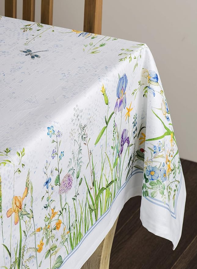 Maison d' Hermine Table Cloth Rectangle Table 100% Cotton 70 x 90 Inches Tablecloth Reusable Decorative for Dining Room Farmhouse Home Valentines Day Decorations Spring Summer - Fleurs De Mai
