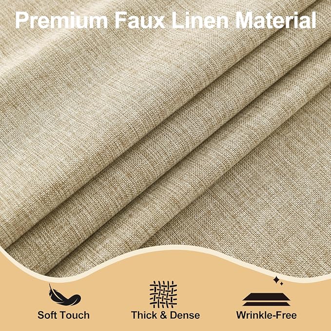 JIUZHEN Round Textured Table Cloth Linen Wrinkle Free Stain Resistant Farmhouse Decorative Circular Tablecloth for Kitchen, Dining, Party, Wedding, Outdoor Use (40 Inch Round,Beige)