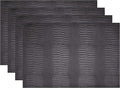 Faux Leather Hardboard Placemats, Set of 4 PU Table Mats, Easy to Clean, Heat & Stain Resistant for Office Conference Table,Dining Home Decor