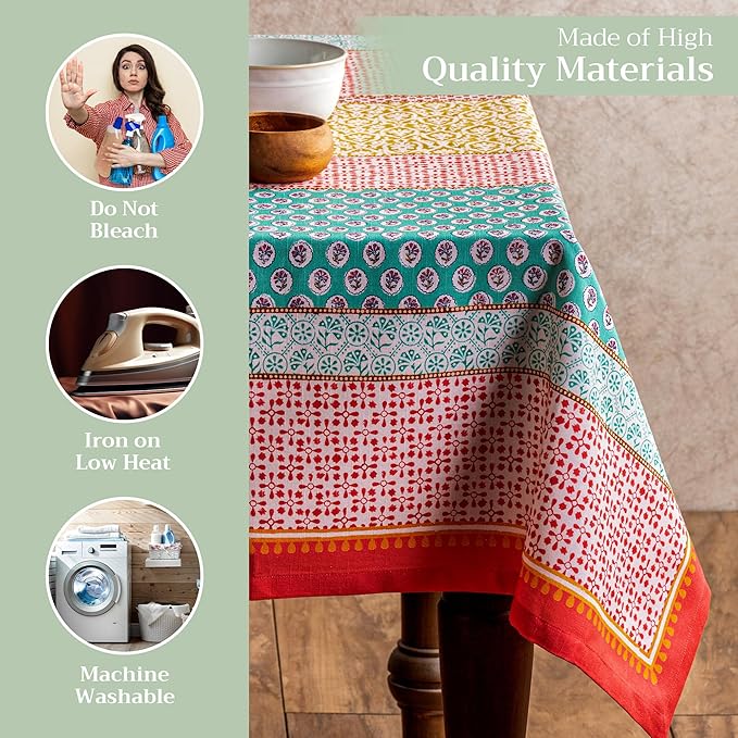 Maison d' Hermine Table Cloth Rectangle Table 100% Cotton 70 x 108 Inches Tablecloth Reusable Decorative for Dining Room Farmhouse Home Valentines Day Decorations Spring Summer - Provence