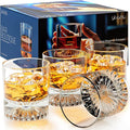 GLORAMA Premium Old Fashioned Whiskey Glasses with Heavy Bottom – Vintage Bar Drinkware for a Cocktail, Bourbon, or Scotch – Durable Crystal Rocks Glass – Set of 4, 10 oz