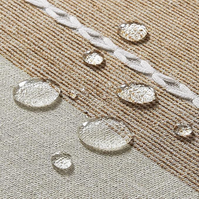 ZeeMart Contrast Linen Table Cloth Rectangle Table Cloths 52x70 Inch Brown, Farmhouse Style Heavy Weight Beige Tablecloth, Water Resistant Burlap Tablecloths