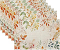 Fall Leaves Fabric Placemats,Autumn Watercolor Leaf Table Placemats Set of 6 Cloth Place Mats, Washable Heat-Resistant Table Mats for Home Kitchen Dining Room Decoration 11.8x17.7 Inch