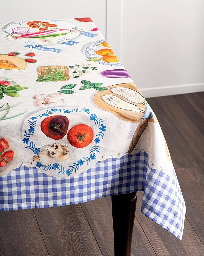 Maison d' Hermine Table Cloth Rectangle Table 100% Cotton 60 x 108 Inches Tablecloth Reusable Decorative for Dining Room Farmhouse Home Valentines Day Decorations Spring Summer - Gourmand