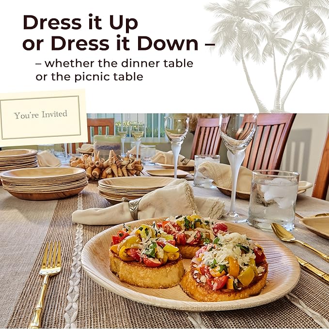Indie Palm Disposable Palm Leaf Plates – 50 Pack 10 Inch Square – Heavy Duty, 100% Compostable & Biodegradable – Eco-Friendly Alternative to Plastic & Bamboo – Perfect for Parties & Events
