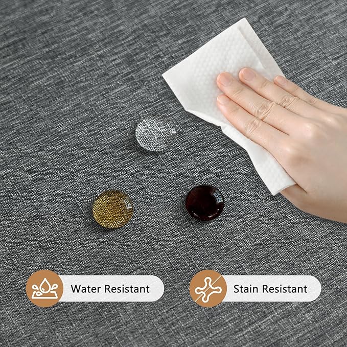 Faux Linen Fabric Rectangle Grey Table Cloth Textured Stain Resistant & Washable Gray Rectangular Tablecloth Reusable for Dining Kitchen Party 54 x 72 Inch
