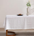 EVERLY Pure Linen Hemstitch Tablecloth,100% Stonewashed French Linen tablecloths for Kitchen Dining Rectangle Tables,60x120Inch Machine Washable Christmas Thanksgiving Organic Tablecloth-White
