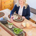 Homespice Chester Braided Oval Table Runner, Rustic Lodge Decor, Red 11x36 - Jute Dining Table Accessories - Rich Colors, Easy to Clean, Durable and Protects Furniture