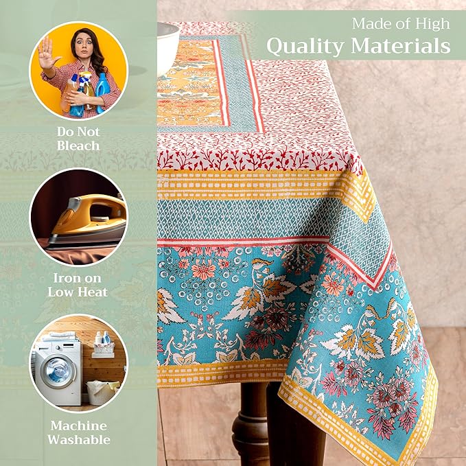 Maison d' Hermine Table Cloth Rectangle Table 100% Cotton 60 x 90 Inches Tablecloth Reusable Decorative for Dining Room Farmhouse Home Valentines Day Decorations Spring Summer - Marquise