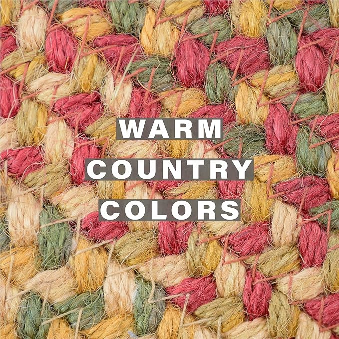 Homespice Cider Barn Jute Braided Stair Treads for Wooden Steps, Country Primitive Decor, Set of 13, Red 8x28 Rectangle Rugs for Stairs - Easy to Clean, Tightly Stitched and Durable