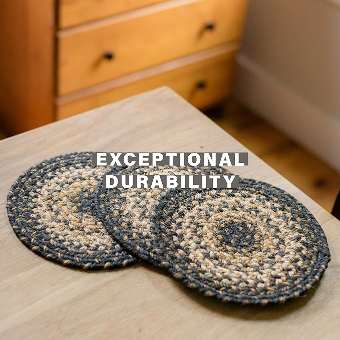Homespice Kilimanjaro Jute Braided Long Table Runner, Warm Primitive Decor, Black and Brown Rectangle 11x36 - Rich Colors, Easy to Clean, Durable and Protects Furniture