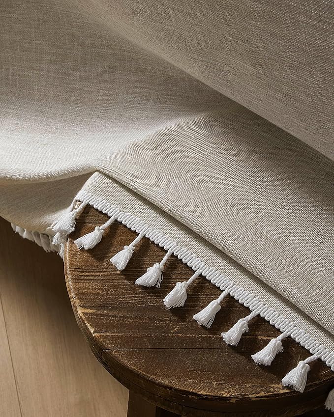 ZeeMart Contrast Linen Table Cloth Rectangle Table Cloths 60x120 Inch Brown, Farmhouse Style Heavy Weight Beige Tablecloth, Water Resistant Burlap Tablecloths