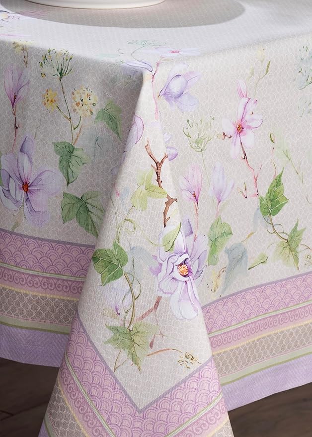 Maison d' Hermine Table Cloth Square Table 100% Cotton 54 x 54 Inches Tablecloth Reusable Decorative for Dining Room Farmhouse Home Valentines Day Decorations Spring Summer - Magnolia Mornings