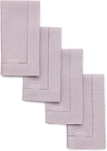Solino Home Linen Napkins Set of 4 - Classic Hemstitch 100% Pure Linen Lilac Dinner Napkins Cloth 20 x 20 Inch for Valentines, Spring, Easter - Handcrafted and Machine Washable