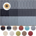 Placemats Set of 6 - Easy Clean Woven Vinyl Placemats for Dining Table, Indoor/Outdoor Place Mats, Washable PVC Table Mats （Silver Gray Black）