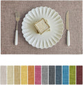 Softalker Faux Linen Placemats Set of 6-12 x 18 Inch, Heat Resistant Double Layered Durable Burlap Farmhouse Place Mats, Non-Slip Washable Rustic Table Mats for Dining, Kitchen, Party,Natural Linen