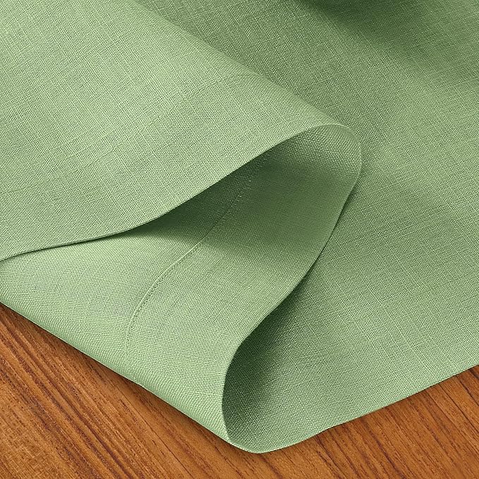 D'Moksha Homes Linen Sage Green Table Runner 84 Inches Long - 100% Pure Linen 14 x 84 Inch Table Runner for Dining, Spring, St Patricks Day, Easter - Machine Washable