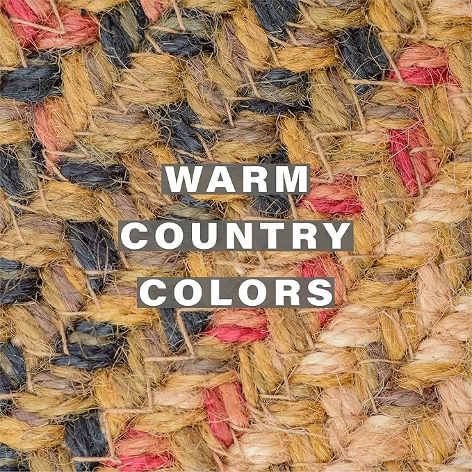 Homespice Russet Round Braided Placemats, Warm Country Decor, Set of 2, 15", Multicolor Jute Table Mats - Vibrant Colors, Durable, Easy to Clean and Protects Furniture