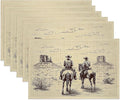 Cloth Placemats,Western Cow Boy Fabric Placemats Set of 6,Washable Retro Table Mats,Decorative Place Mats for Dining Home Kitchen Holiday Party 11.8x17.7 Inch