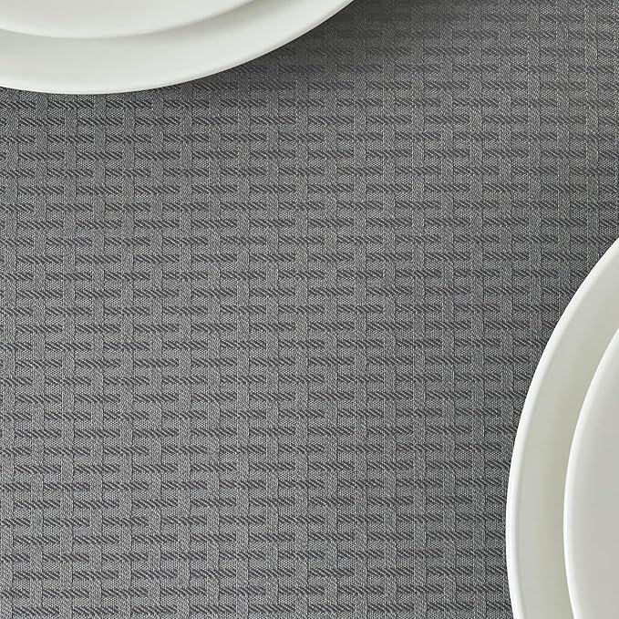 maxmill Rectangle Tablecloth Weaved Pattern Waterproof Spillproof Wrinkle Free Table Cloth, Kitchen Dining Tabletop Decoration, Fabric Table Cover for Holiday Parties, 52 x 70 Inch, Charcoal Gray