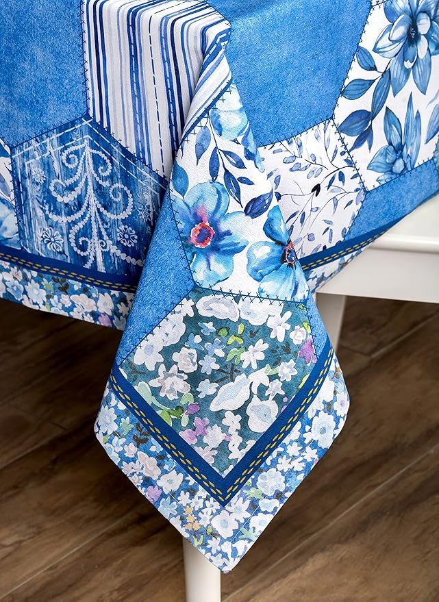 Maison d' Hermine Table Cloth Rectangle Table 100% Cotton 70 x 90 Inches Tablecloth Reusable Decorative for Dining Room Farmhouse Home Valentines Day Decorations Spring Summer - Summer Blues