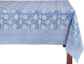 ATOSII Azora Blue 100% Cotton Rectangle Fall Tablecloth, Handblock Floral Print Linen Table Cloth for Kitchen Dining I Parties, Outdoors, Christmas, Thanksgiving I 72 X 140 Inches I 12 Seater