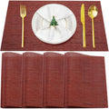 Placemats Set of 4,Washable,Heat and Stain Resistant Indoor/Outdoor Place mats,Vinyl Woven Non Slip Table Mats for Restaurant Table Protection,PVC Placemats(Red,4PCS)