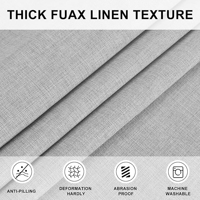 Hiasan Round Linen Tablecloth 108 Inch - Wrinkle and Stain Resistant Washable Polyester Fabric Table Cloth for Dining Room Kitchen Party, Light Grey