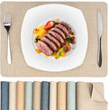Heat Resistant Placemats Set of 2, 17x12in Waterproof Wipeable Faux Leather Non Slip Table Mats, Easy to Clean, Stain Resistant, for Kitchen Dining Room– Taupe