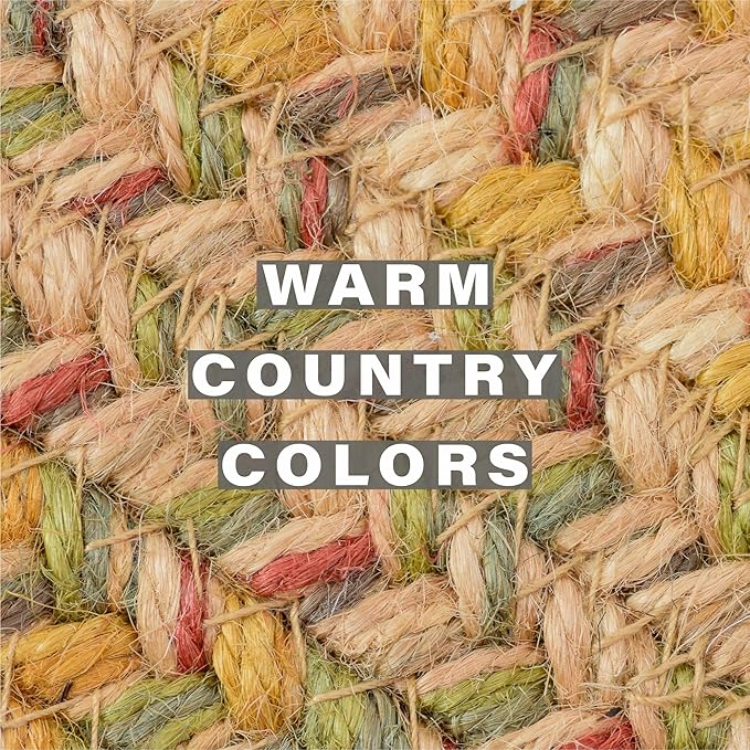 Homespice Harvest Round Braided Placemats, Warm Country Decor, Set of 2, 15", Multicolor Jute Table Mats - Vibrant Colors, Durable, Easy to Clean and Protects Furniture