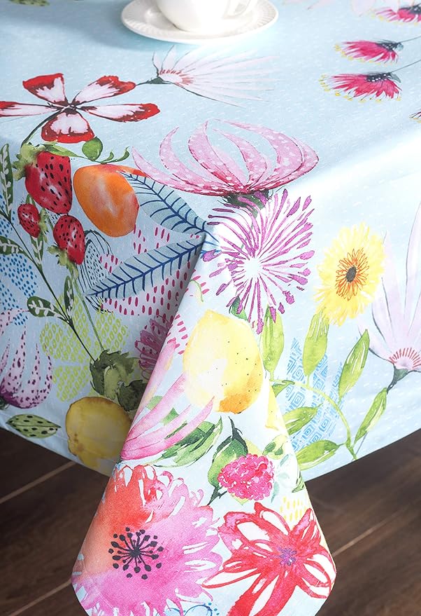 Maison d' Hermine Table Cloth Rectangle Table 100% Cotton 60 x 90 Inches Tablecloth Reusable Decorative for Dining Room Farmhouse Home Valentines Day Decorations Spring Summer - Jardin D'Ete - Mint