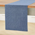 Solino Home Linen Table Runner 72 Inches Long - Athena, 100% Pure Linen Blue Denim Dining Table Runner 14 x 72 Inch for Winter, Spring, Easter