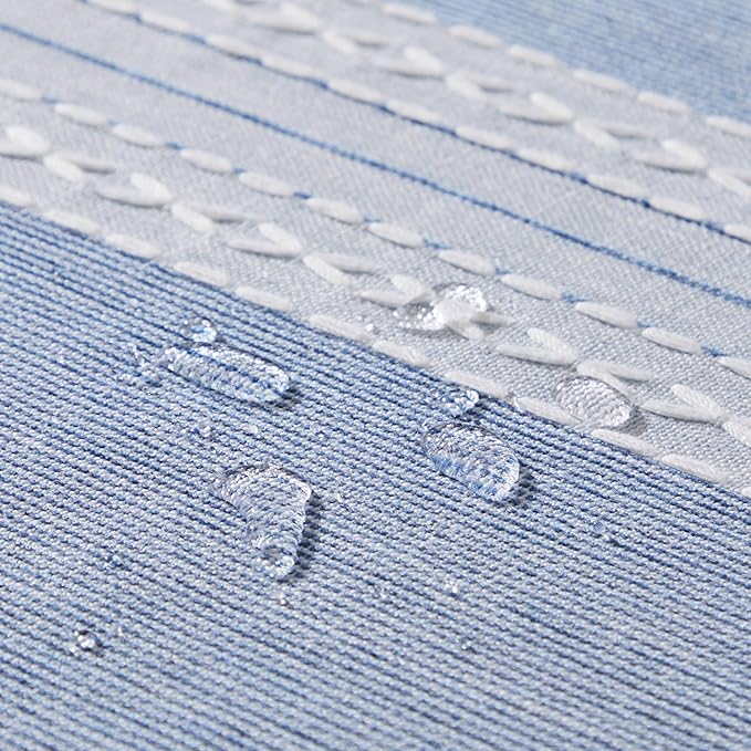 ZeeMart Contrast Linen Table Cloth Rectangle Table Cloths 52x70 Inch Mid-Stripe Blue, Farmhouse Style Heavy Weight Dusty Blue Tablecloth, Water Resistant Burlap Tablecloths