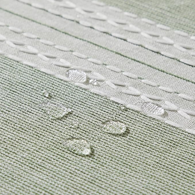 ZeeMart Contrast Linen Table Cloth Square Table Cloths 52x52 Inch Mid-Stripe Green, Farmhouse Style Heavy Weight Sage Green Tablecloth, Water Resistant Burlap Tablecloths
