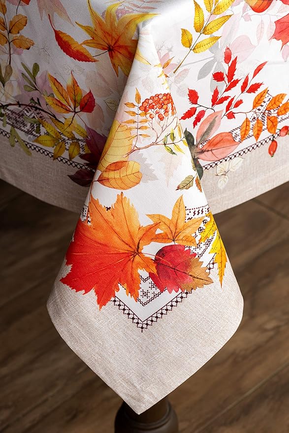 Maison d' Hermine Table Cloth Rectangle Table 100% Cotton 70 x 90 Inches Fall Tablecloth Reusable Everyday Use for Thanksgiving Christmas Decorations Dining Farmhouse Party (Amarante)