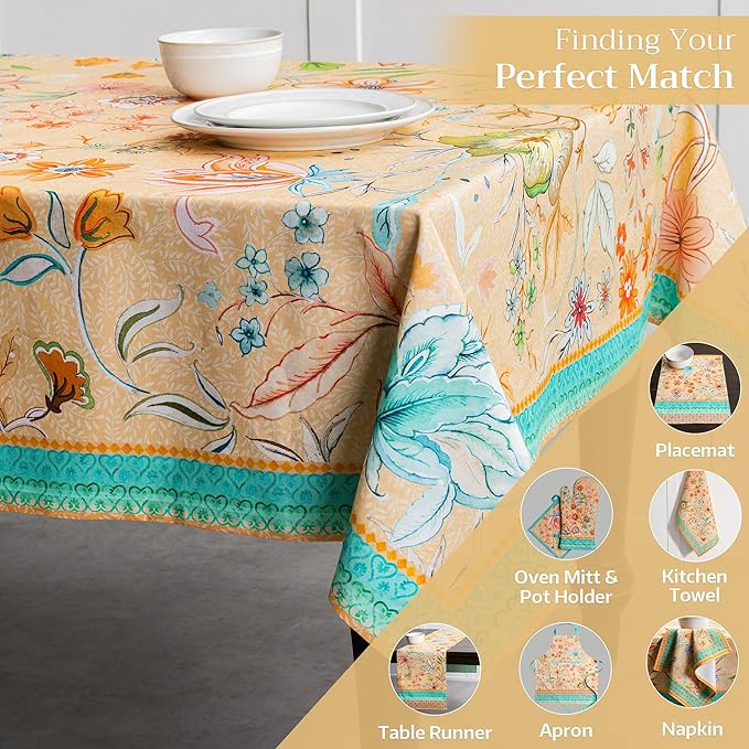 Maison d' Hermine Table Cloth Square Table 100% Cotton 54 x 54 Inches Tablecloth Reusable Decorative for Dining Room Farmhouse Home Valentines Day Decorations Spring Summer - Luxury Loft - Peach