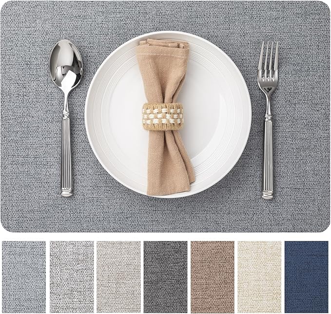 Faux Leather Placemats Set of 6 Vinyl Washable Wipeable Table Mats for Kitchen Dining Table Heat Resistant Waterproof Modern Indoor/Outdoor Placemats Non-Slip Easy Clean Place Mats (Stargaze)