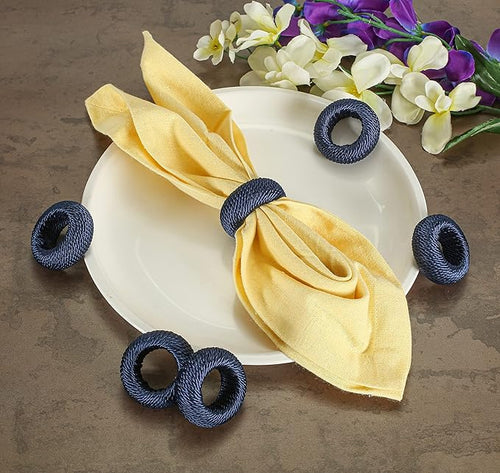 100 Pack Napkin Rings Set Napkin Holders Handwoven Boho Farmhouse Decor for Rustic Wedding, Thanksgiving, Holiday Table Settings (Blue) - ALPHA Living HOME