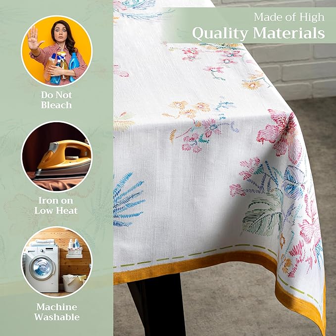 Maison d' Hermine Table Cloth Rectangle Table 100% Cotton 54 x 72 Inches Tablecloth Reusable Decorative for Dining Room Farmhouse Home Valentines Day Decorations Spring Summer - Paradise Island