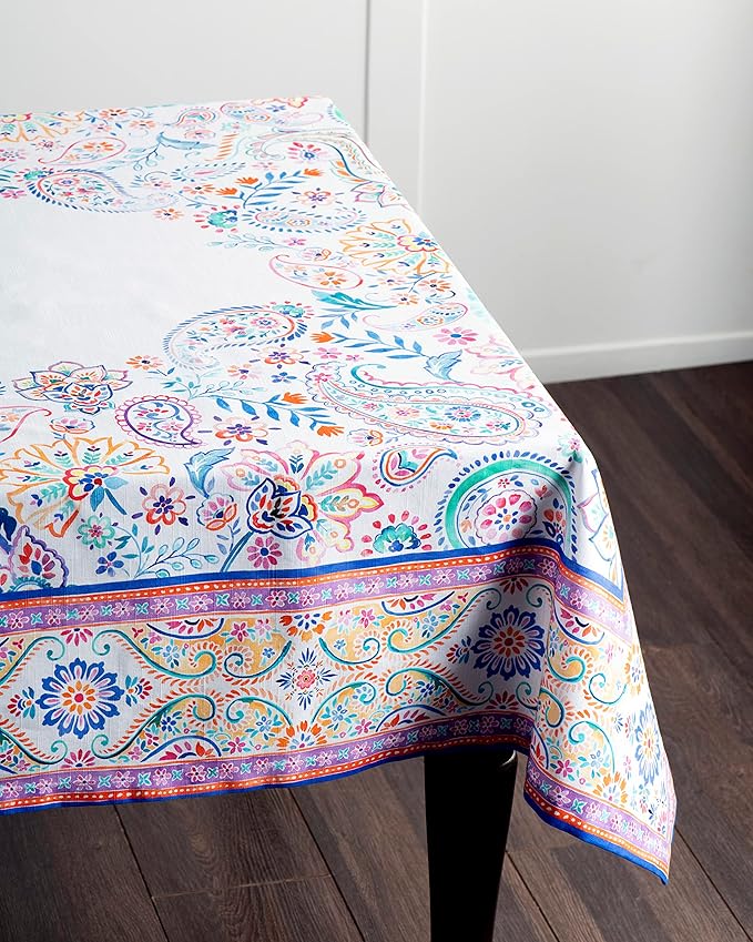 Maison d' Hermine Table Cloth Rectangle Table 100% Cotton 60 x 108 Inches Tablecloth Reusable Decorative for Dining Room Farmhouse Home Valentines Day Decorations Spring Summer - Indian Floral