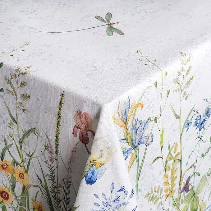 Maison d' Hermine Table Cloth Rectangle Table 100% Cotton 70 x 140 Inches Tablecloth Reusable Decorative for Dining Room Farmhouse Home Valentines Day Decorations Spring Summer - Fleurs De Mai