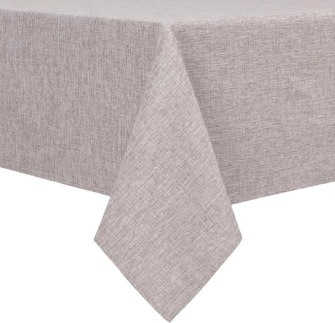 Hiasan Faux Linen Rectangle Tablecloth - Wrinkle and Stain Resistant Washable Table Cloth for Kitchen Dining Room Holiday Table Cover for Party Dinner, Stone, 60 x 84 Inch