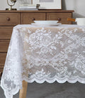 Warm Home Designs 60 x 120 Lace Tablecloth. White Rectangle Tablecloth with English Rose Design. Rectangular Tablecloth, Rustic Tablecloth or Dining Table Cover for 10-12 Guests. LTC White 120"