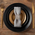 Decozen Set of 8 Silver Napkin Rings in Elegant Stone, Festive, Table Decor Setting for Holiday, Wedding, Birthday, Kitchen, Home Decor, Housewarming Gift - Mothers Day Decorations