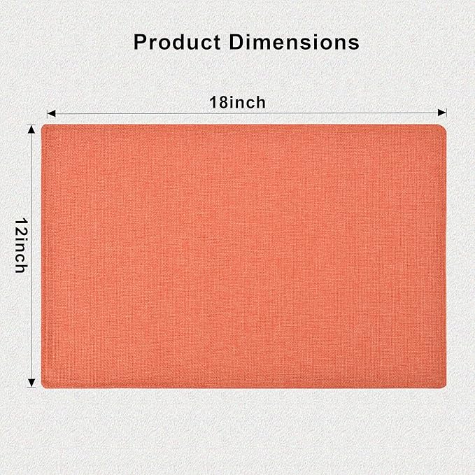 SLKQG Orange Linen Fabric Placemats Set of 4 - Heat Resistant & Machine Washable Table Mats for Holiday Dining, Double-Layered Placemats for Family Gatherings (4, Orange)